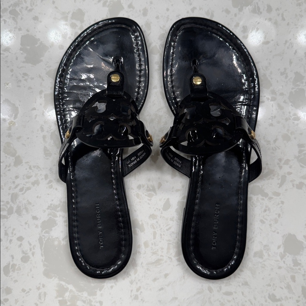 Tory Burch Black Patent Sandals